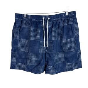 Brooks Brothers Mens Checkerboard Swim Shorts Trunks XL Blue Nylon 36"‎ Waist